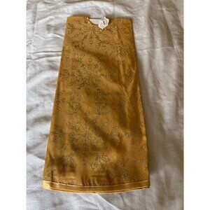 Holiday Time Gold Glitter Snowflake 48-Inch Tree Skirt Polyester For Christmas D